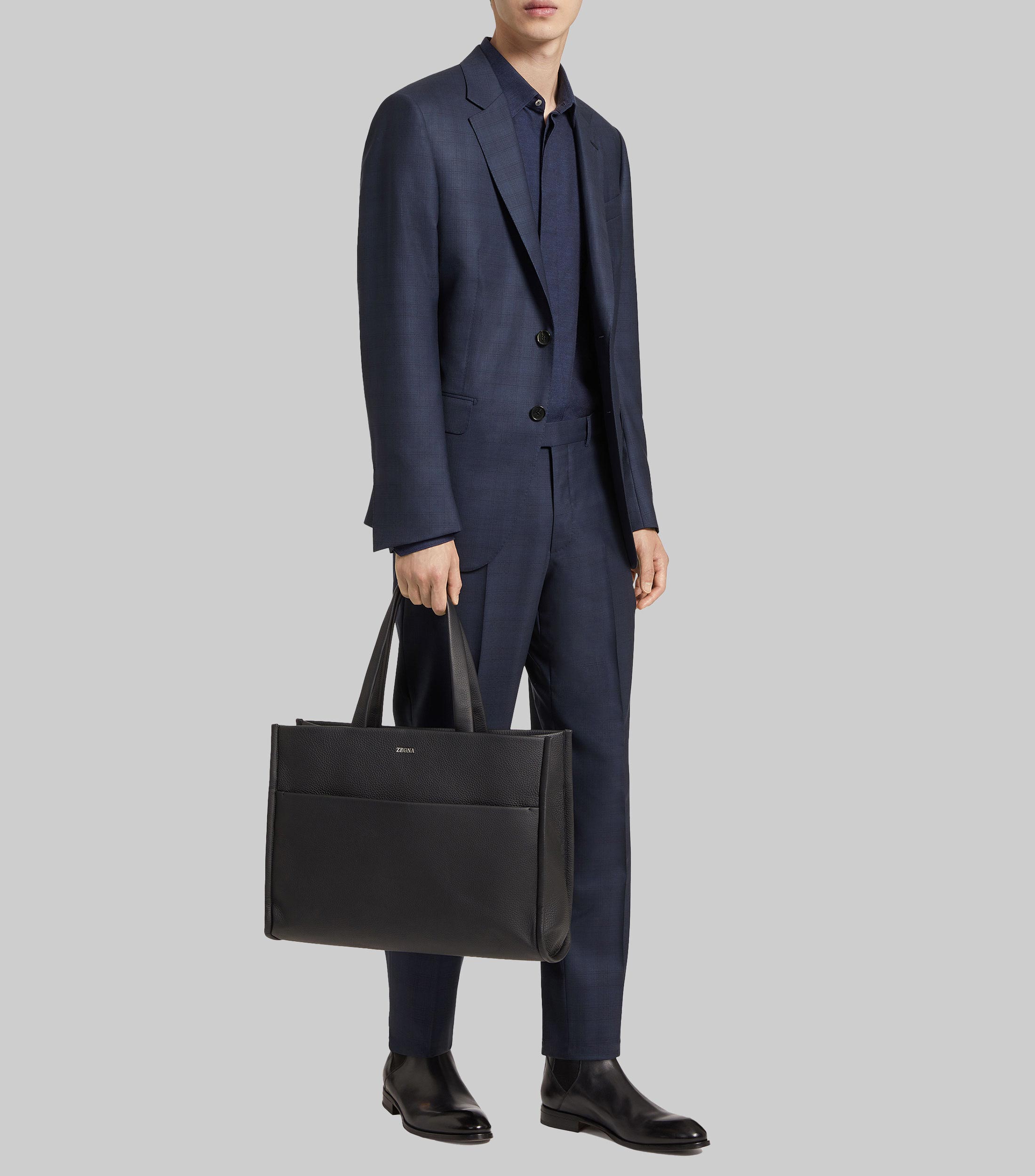 Traje de lana corte regular a cuadros Hombre